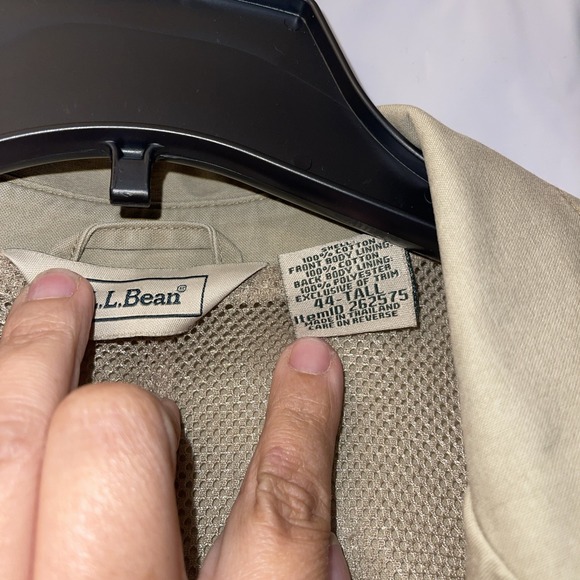 LL Bean Jacket Men 44 Tall Field Safari Chore Coat Blazer Presentation Elbow Pad - Picture 12 of 13